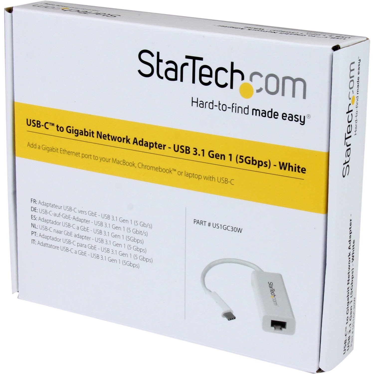 StarTech.com USB-C to Gigabit Ethernet Adapter - White - Thunderbolt 3 Port Compatible - USB Type C Network Adapter