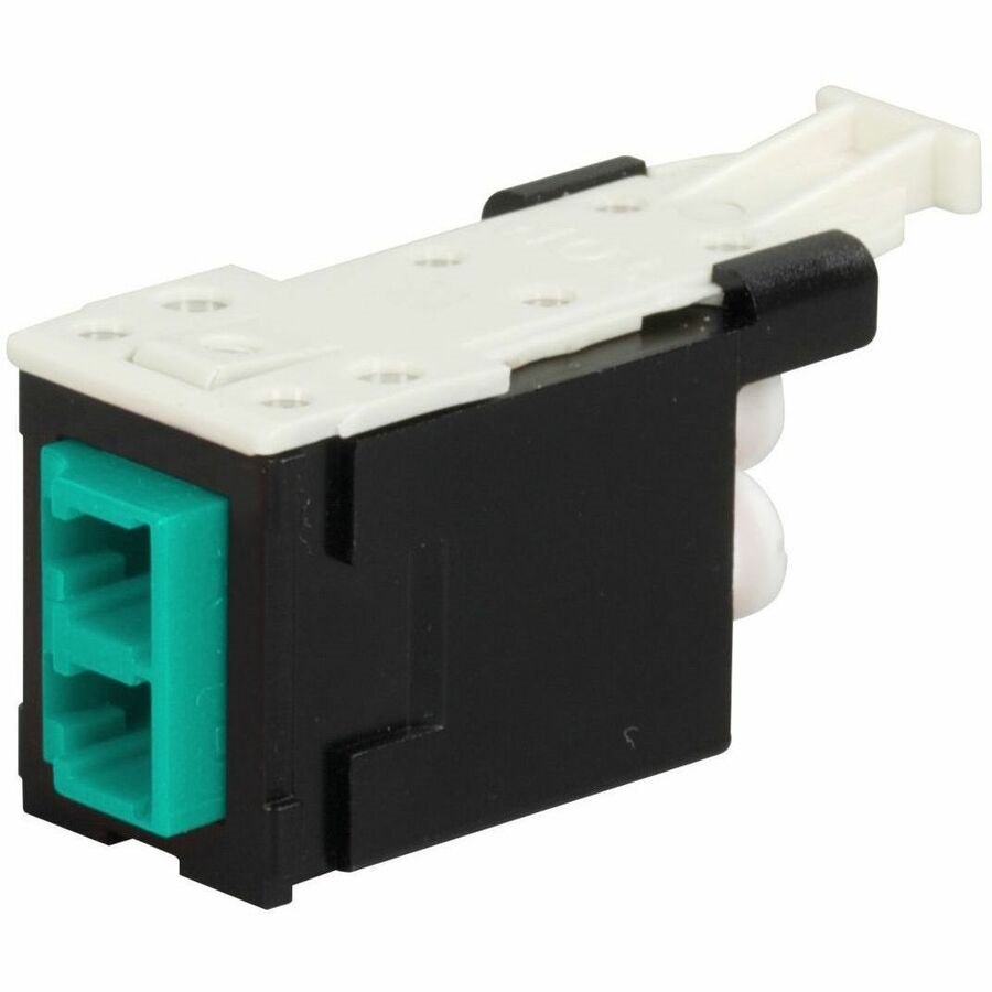 Ortronics Infinium HDJ Fiber Module, LC Duplex, Aqua Adapter, Black Housing