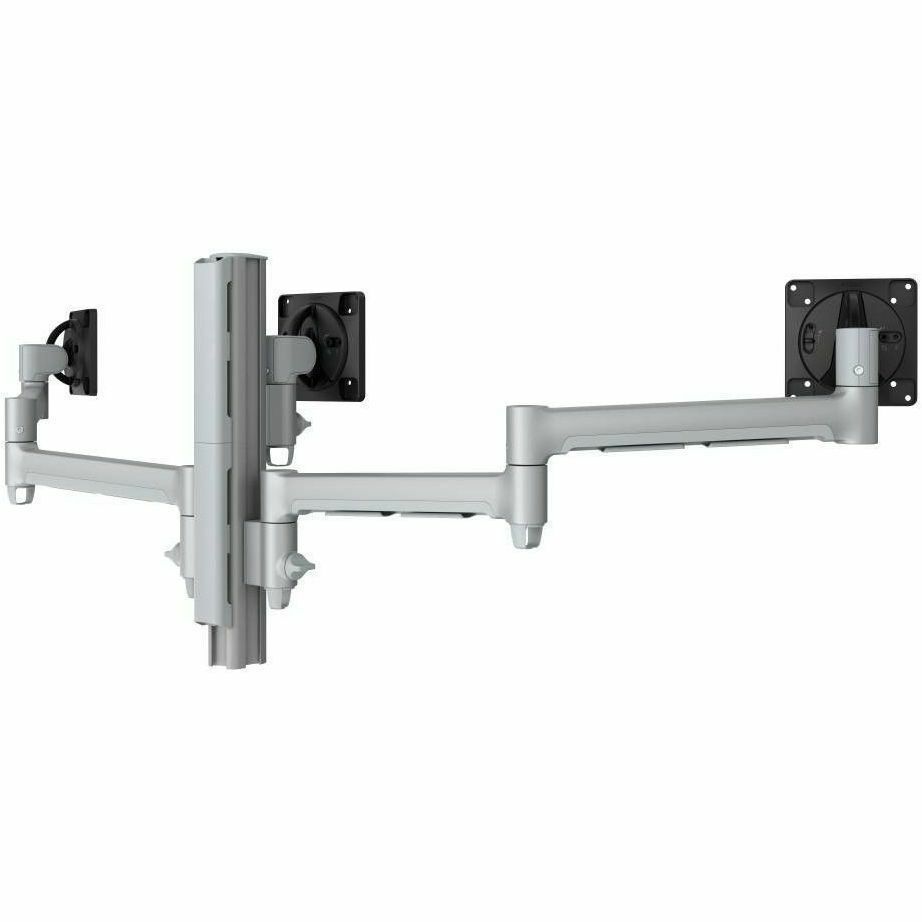 Atdec Awms-3-13714 Triple 5.11" And 27.95" Monitor Arms On 15.75" Post And Grommet Clamp Desk Fixing, Silver