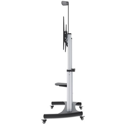 TV & Monitor Mount, Trolley Stand, 1 screen, Screen Sizes: 60-100" , Silver/Black, VESA 200x200 to 800x600mm, Max 100kg, Height adjustable 1200 to 1685mm, Camera and AV shelves, Aluminium, LFD, Lifetime Warranty