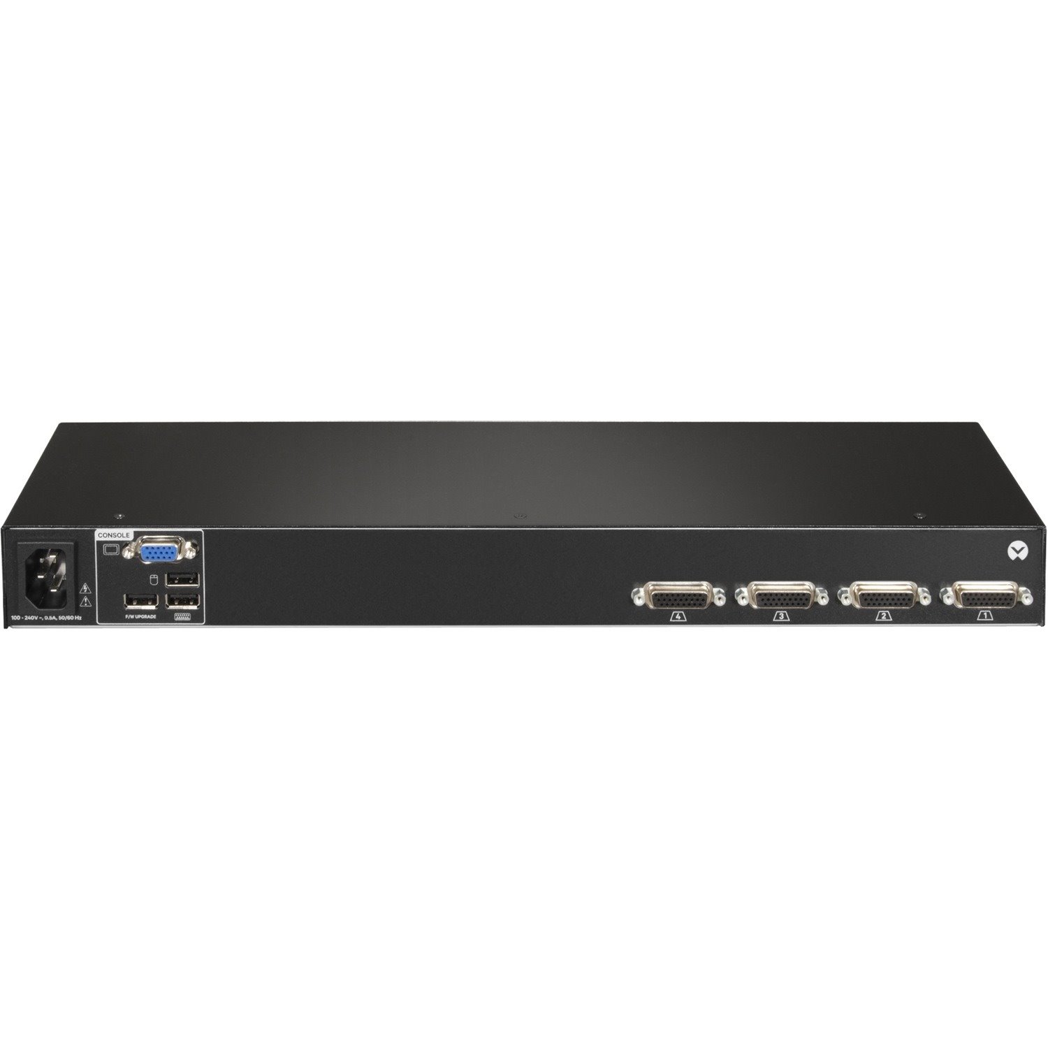 Vertiv Avocent AV104 KVM Switch | 4 port | Rackmount | Desktop | Single-User | USB | Touch Button | Hotkey Switching | Cascade | Internal PS | 4 VGA