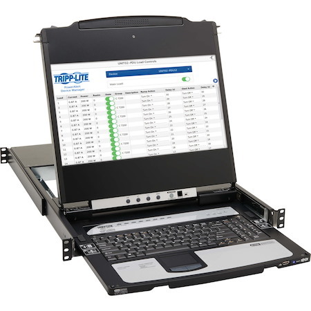 Eaton Tripp Lite Series 8-Port NetDirector DisplayPort KVM Switch Console with 17 in. LCD, Dual Rail, 1U Rack-Mount, TAA