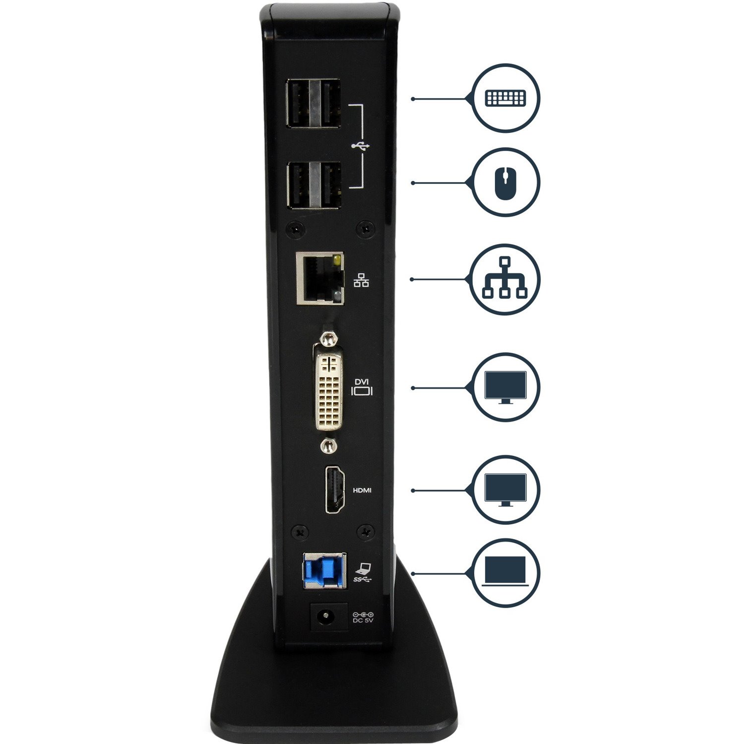 StarTech.com USB 3.0 Docking Station - Compatible with Windows / macOS - Supports Dual Displays - HDMI and DVI - DVI to VGA Adapter Included - USB3SDOCKHD