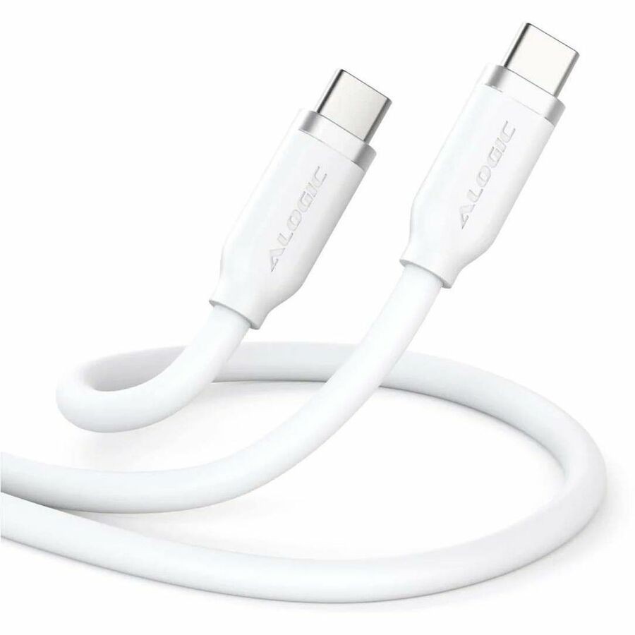 Elements Silicone 5A/240W USB2 USB-C to C Male Cable with cable tie White 1m