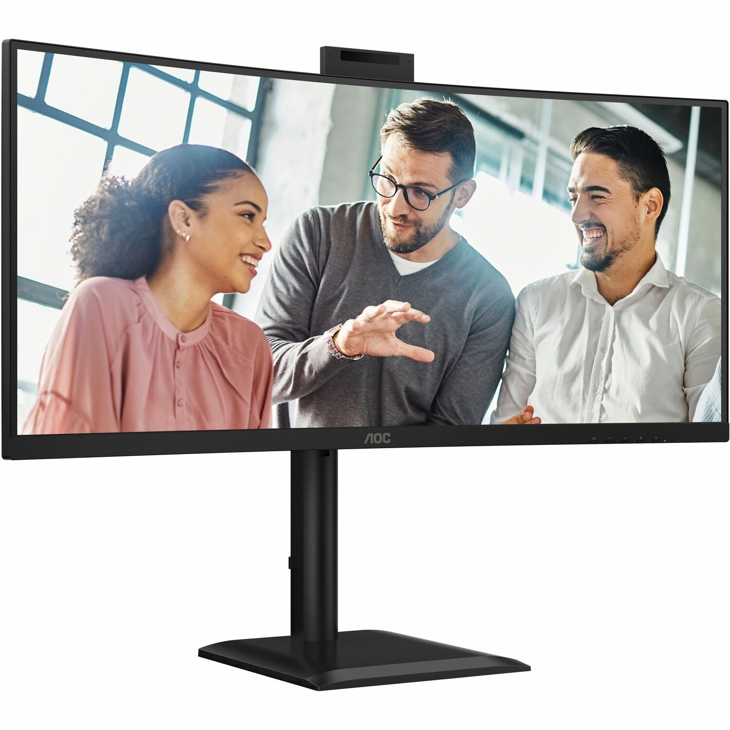 AOC CU34E4CW 34" Class Webcam UW-QHD Curved Screen LED Monitor - 21:9 - Textured Black