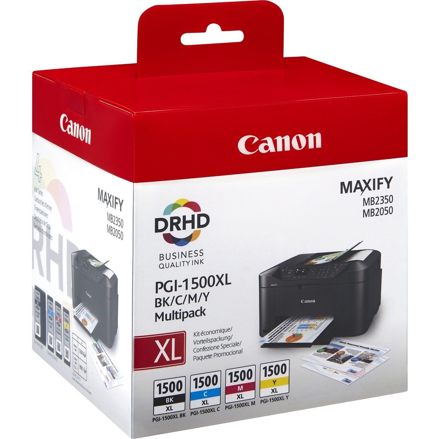 Canon PGI-1500XL C/M/Y/BK Original High Yield Inkjet Ink Cartridge - Multi-pack - Yellow, Cyan, Magenta - 4 / Pack