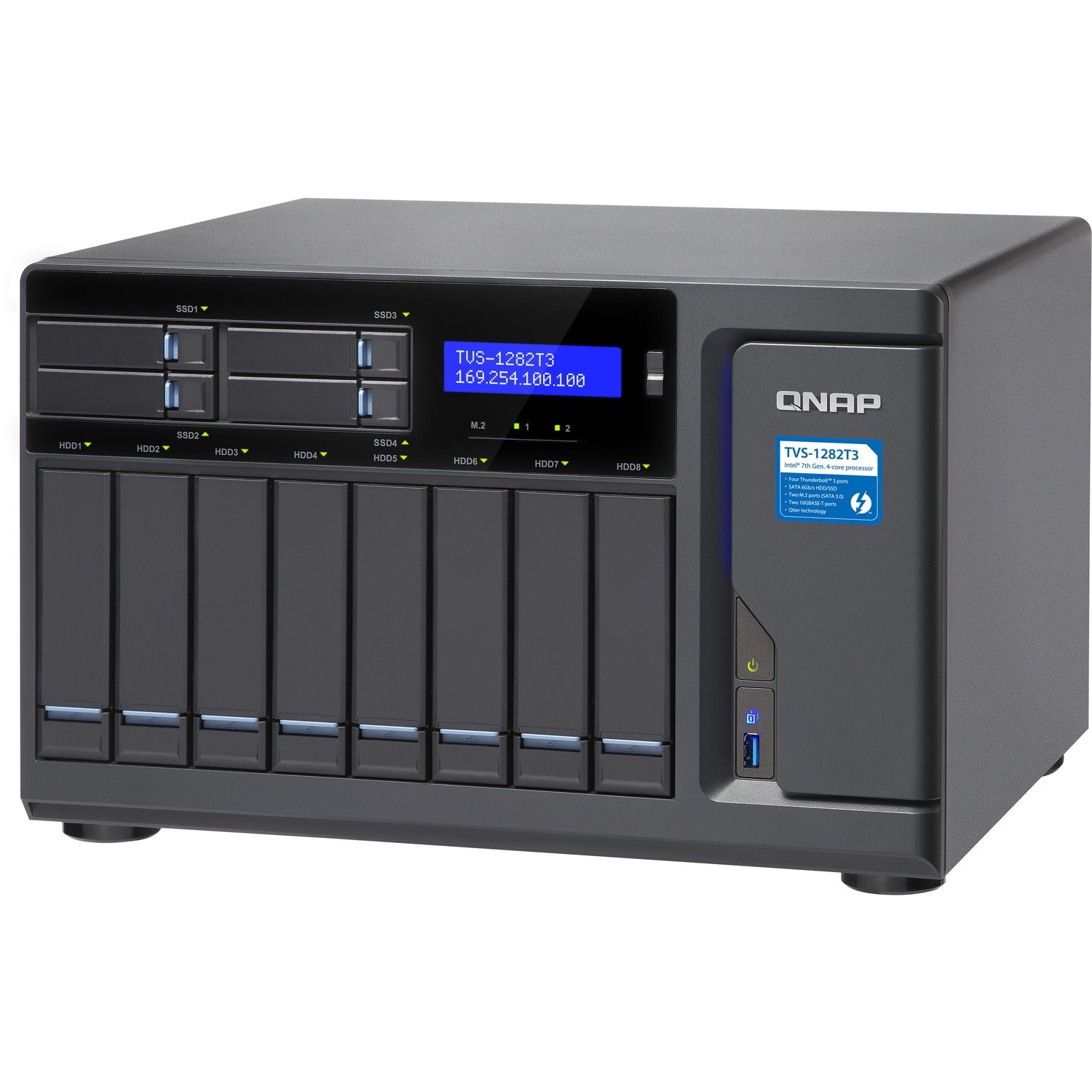 QNAP Turbo vNAS TVS-1282T3 12 x Total Bays SAN/NAS/DAS Storage System - Intel Core i7 i7-7700 Quad-core (4 Core) 3.60 GHz - 32 GB RAM - DDR4 SDRAM Tower