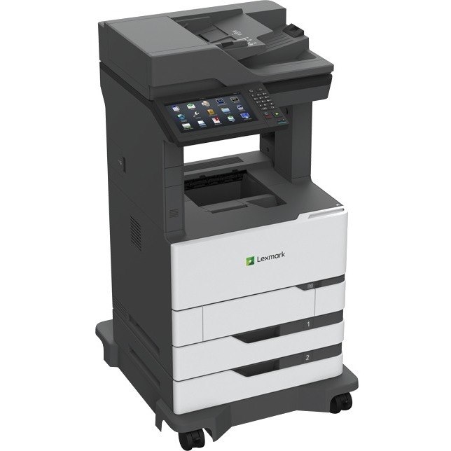 Lexmark MX820 MX822ade Laser Multifunction Printer-Monochrome-Copier/Fax/Scanner-55 ppm Mono Print-1200x1200 Print-Automatic Duplex Print-300000 Pages Monthly-1200 sheets Input-Color Scanner-600 Optical Scan-Monochrome Fax-Gigabit Ethernet