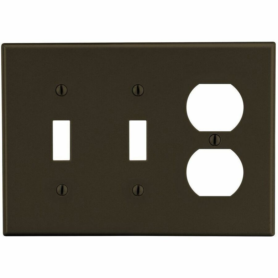 Bryant Wallplate, Mid-Size 3-Gang, 2) Toggle 1) Duplex, Brown