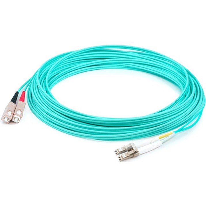 AddOn 55m SC to LC Aqua OM4 Duplex OFNR (Riser-Rated) Fiber Patch Cable