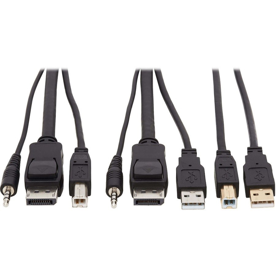 Eaton Tripp Lite Series DisplayPort KVM Cable Kit - DP, USB, 3.5 mm Audio (3xM/3xM) + USB (M/M), 4K, 4:4:4, 10 ft. (3.05 m), Black