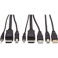 Eaton Tripp Lite Series DisplayPort KVM Cable Kit - DP, USB, 3.5 mm Audio (3xM/3xM) + USB (M/M), 4K, 4:4:4, 10 ft. (3.05 m), Black