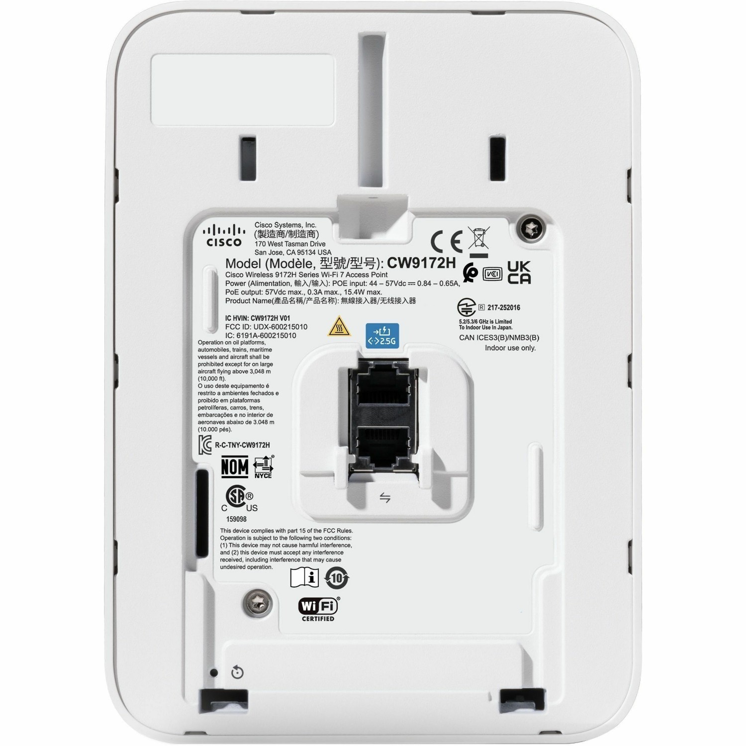 Cisco CW9172H Tri Band Wi-Fi 7 IEEE 802.11 a/b/g/n/ac/ax/be 9 Gbit/s Wireless Access Point