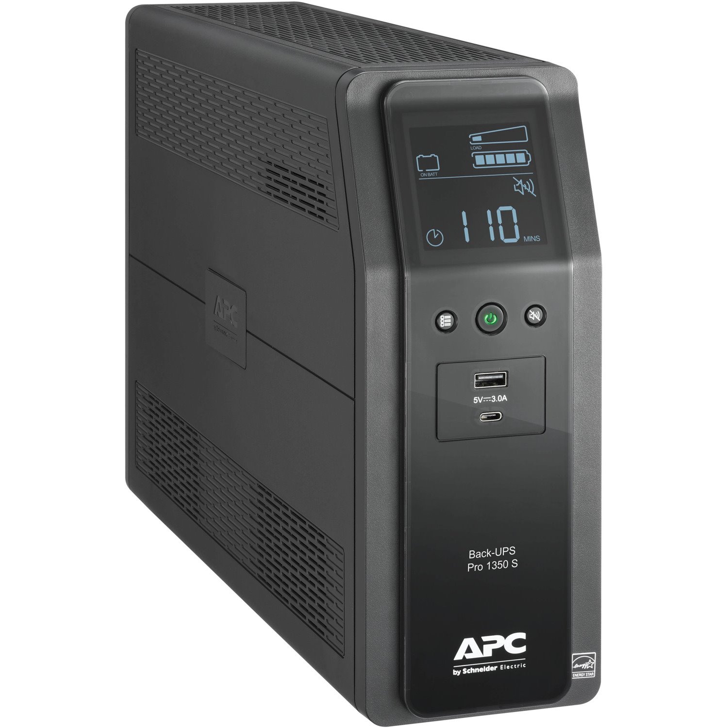 APC Back-UPS Pro, 1350VA/810W, Tower, 120V, 10x NEMA 5-15R outlets, Sine Wave, AVR, USB Type A + C ports, LCD, User Replaceable Battery