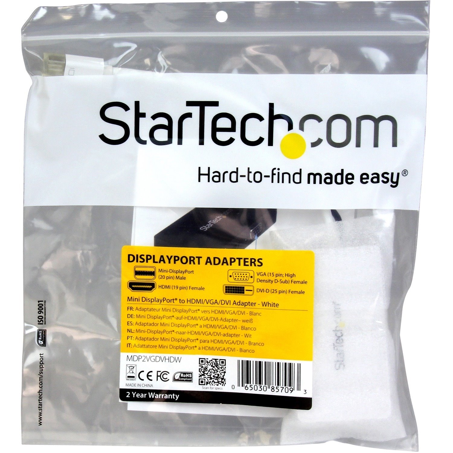 StarTech.com Travel A/V adapter: 3-in-1 Mini DisplayPort to VGA DVI or HDMI converter - white