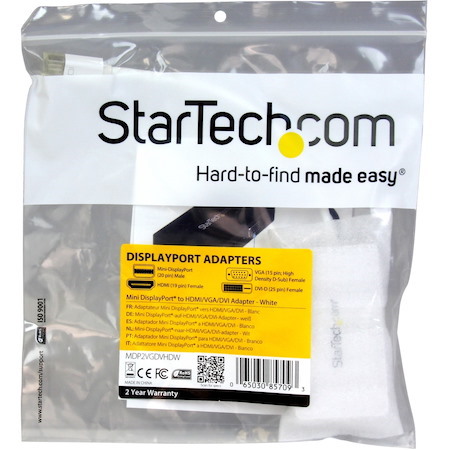 StarTech.com Travel A/V adapter: 3-in-1 Mini DisplayPort to VGA DVI or HDMI converter - white