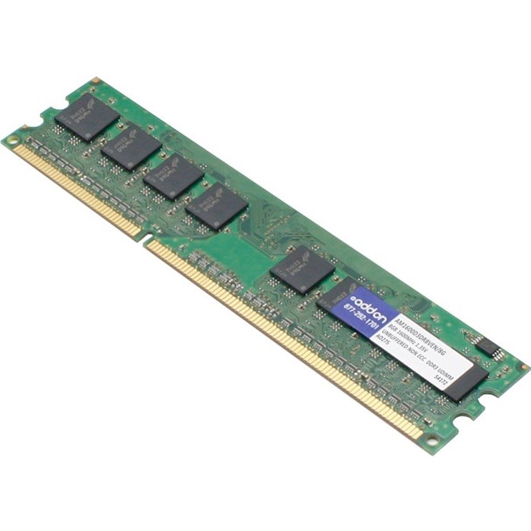 AddOn JEDEC Standard Factory Original 8GB DDR3-1600MHz Unbuffered ECC Dual Rank x8 1.35V 240-pin CL11 Very Low Profile UDIMM