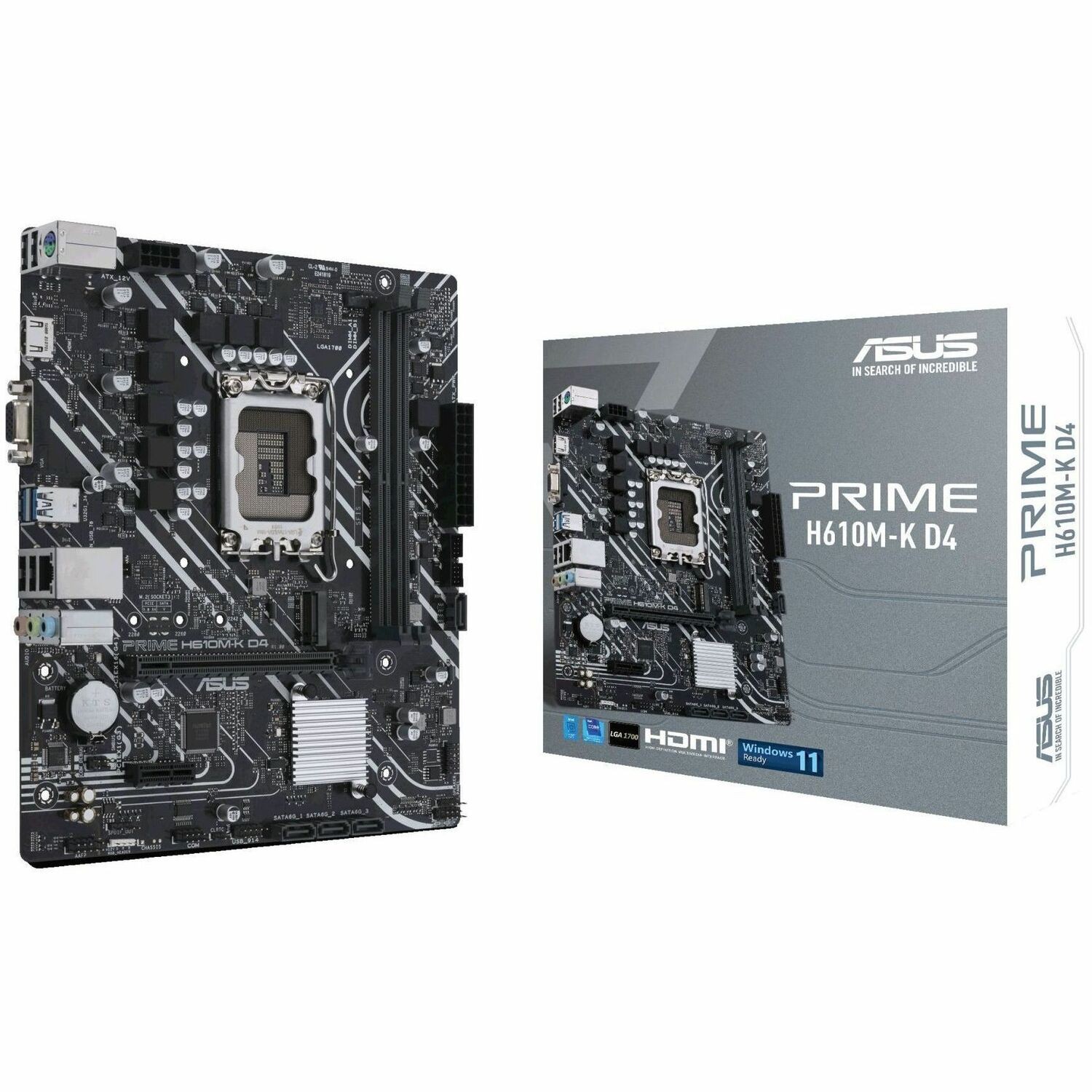 Asus Prime H610M-K D4 Desktop Motherboard - Intel H610 Chipset - Socket LGA-1700 - Micro ATX