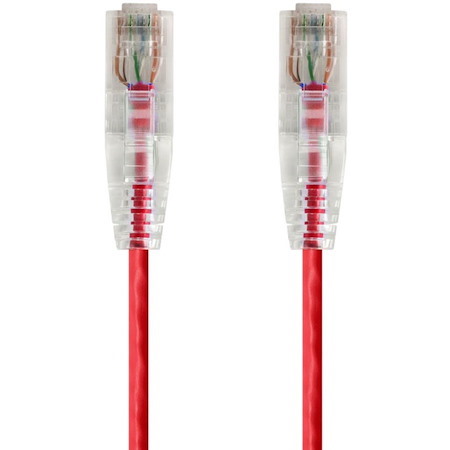 Monoprice SlimRun Cat6 28AWG UTP Ethernet Network Cable, 0.5ft Red