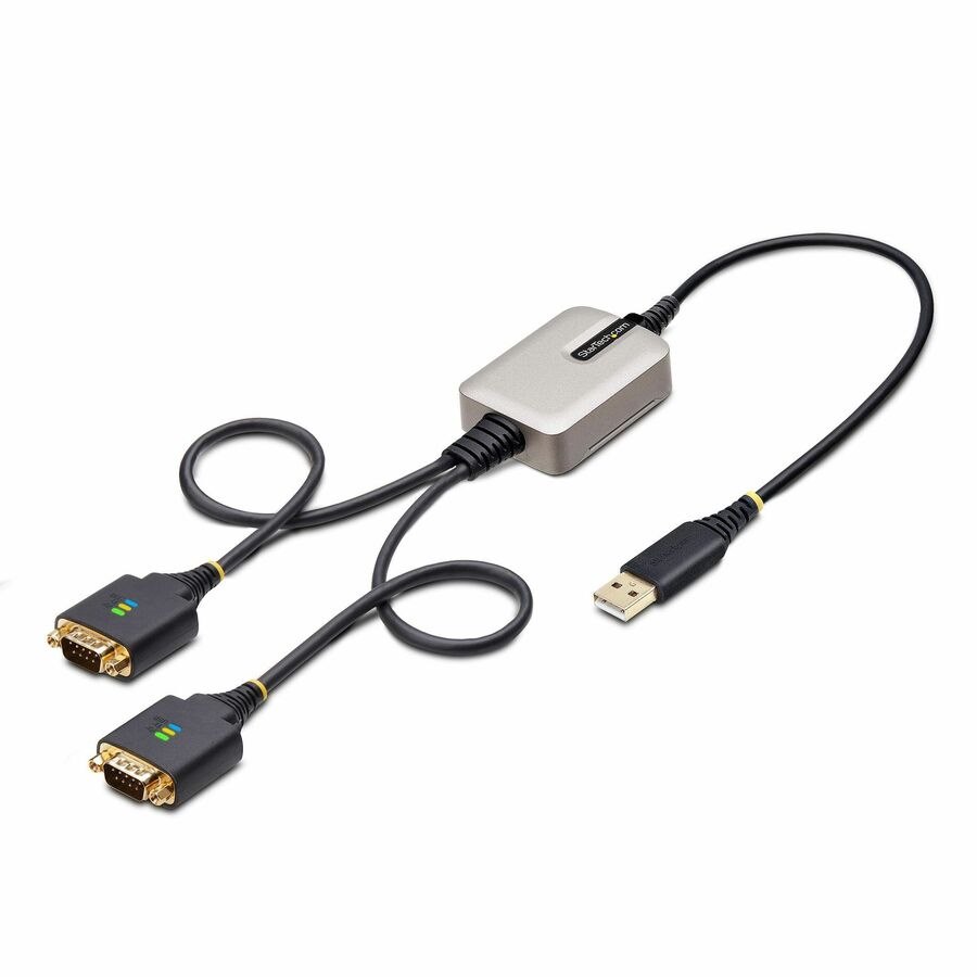 StarTech.com 2ft/60cm 2-Port USB to Serial Adapter Cable, COM Retention, FTDI, DB9 RS232, Changeable DB9 Screws/Nuts, Windows/macOS/Linux