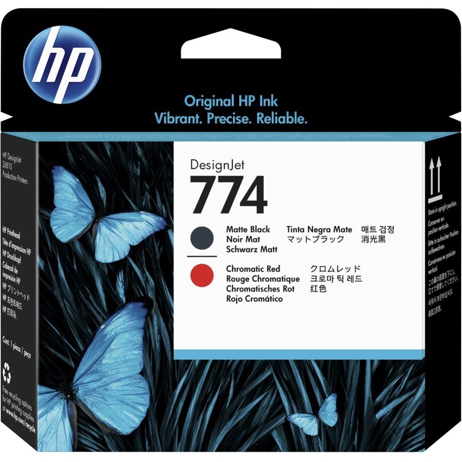 HP 774 Original Inkjet Printhead - Matte Black, Chromatic Red Pack