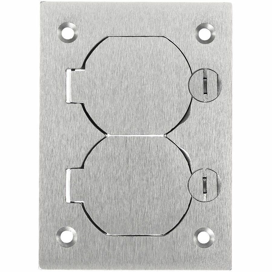 Hubbell Wiring Device-Kellems 1-Gang Cover, Rectangular, Duplex Flap, Aluminum