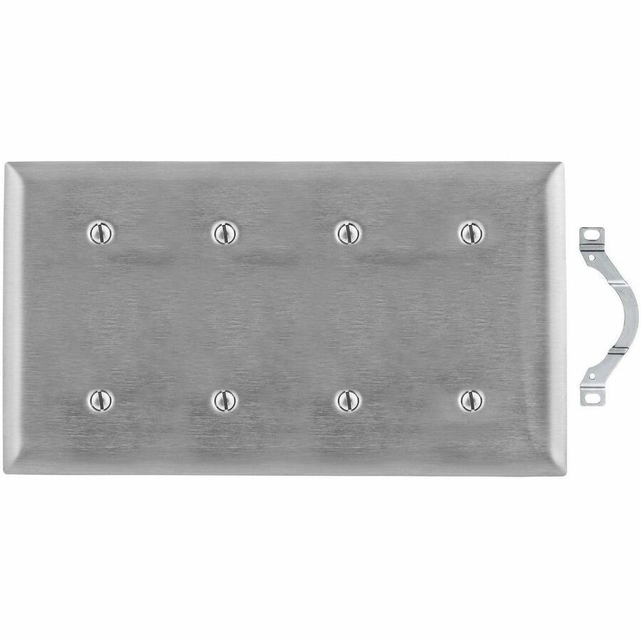 Hubbell Wallplate, 4-G, Blank, SS