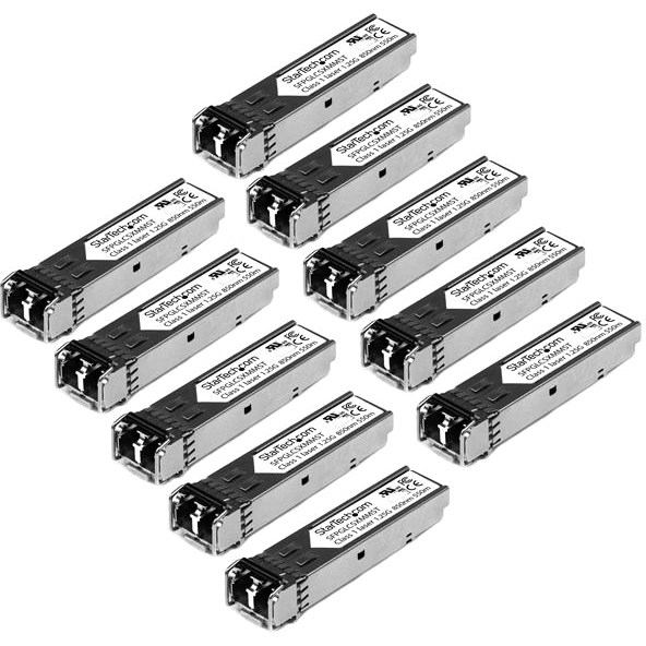 StarTech.com Cisco GLC-SX-MM Compatible SFP Module 10 Pack - 1000BASE-SX - 1GbE Gigabit Ethernet SFP Multimode Fiber MMF Optic Transceiver