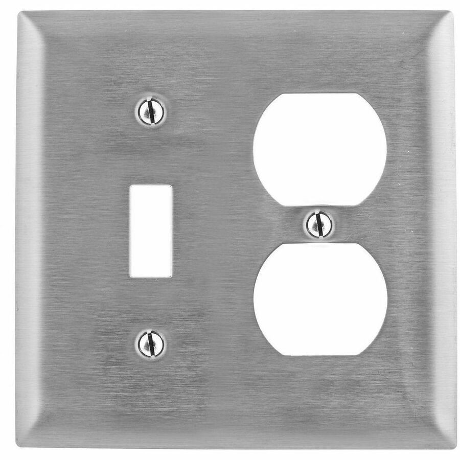 Hubbell Wallplate, 2-G, Sw/Dup, SS