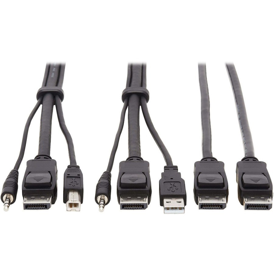 Eaton Tripp Lite Series Dual DisplayPort KVM Cable Kit - DP, USB, 3.5 mm Audio (3xM/3xM) + DP (M/M), 4K, 4:4:4, 6 ft. (1.83 m), Black