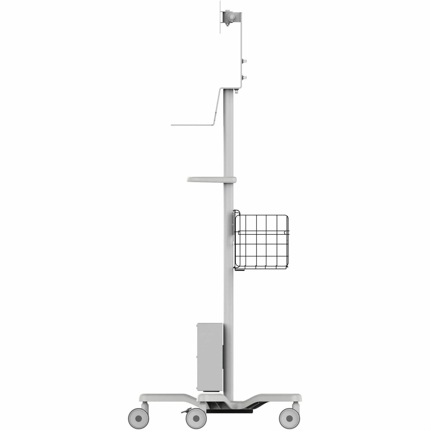 CTA Digital Medical Rolling Cart with Basket, Storage Box, and Handle Add-On Accessories