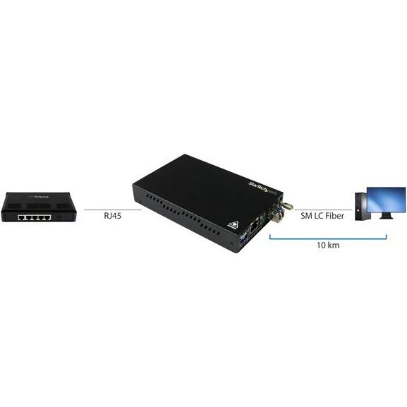 StarTech.com Gigabit Ethernet Copper-to-Fiber Media Converter - SM LC - 10 km - Ethernet Media Converter - GbE Converter