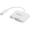 StarTech.com USB C to DVI Adapter with 60W Power Delivery Pass-Through - 1080p USB Type-C to DVI-D Video Display Converter - White