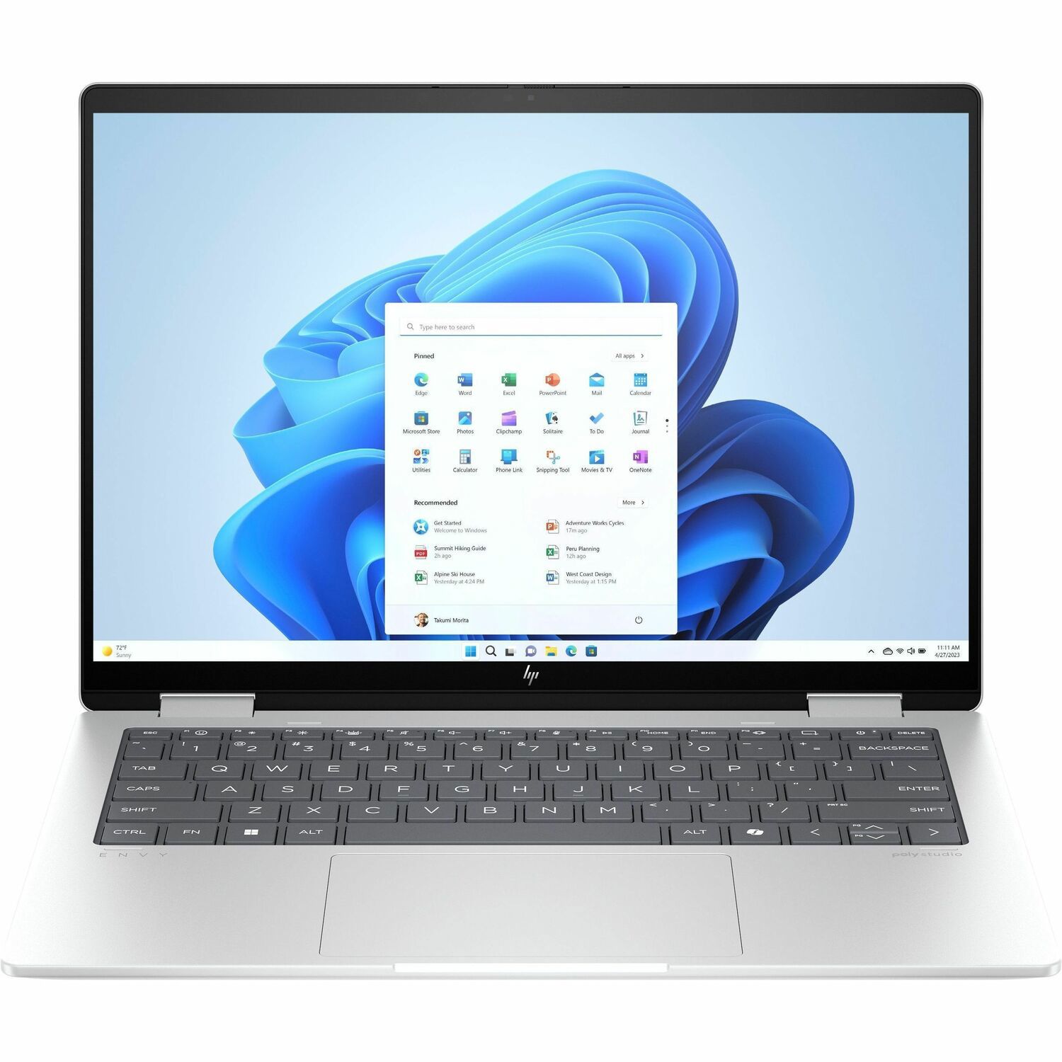 HP ENVY x360 14-fa0000 14-fa0011AU 14" Touchscreen Convertible 2 in 1 Notebook - 2K - AMD Ryzen 7 8840HS - 16 GB - 512 GB SSD - Glacier Silver
