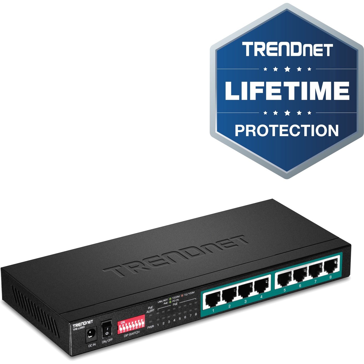 TRENDnet TPE-LG80 8 Ports Ethernet Switch - Gigabit Ethernet - 10/100/1000Base-T - New - TAA Compliant