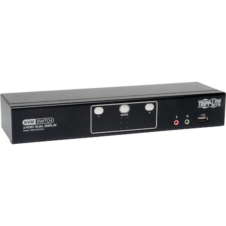 Eaton Tripp Lite Series 2-Port Dual Monitor DVI KVM Switch, TAA, GSA with Audio and USB 2.0 Hub, Cables included