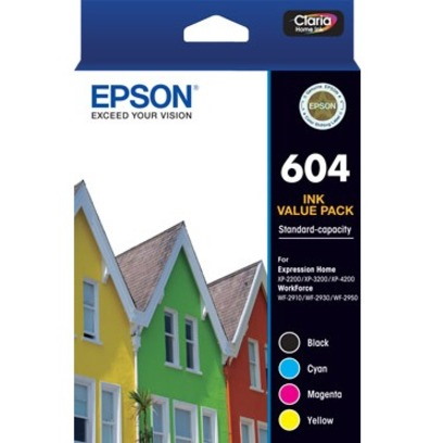 Epson Claria 604 Standard Yield Inkjet Ink Cartridge - Value Pack - Black, Cyan, Magenta, Yellow - 4 / Pack