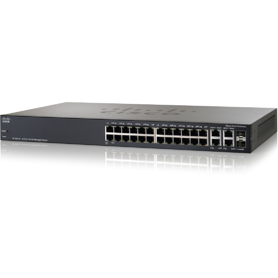 Cisco 300 SF300-24MP 24 Ports Manageable Layer 3 Switch - Fast Ethernet, Gigabit Ethernet - 10/100Base-TX, 10/100/1000Base-T