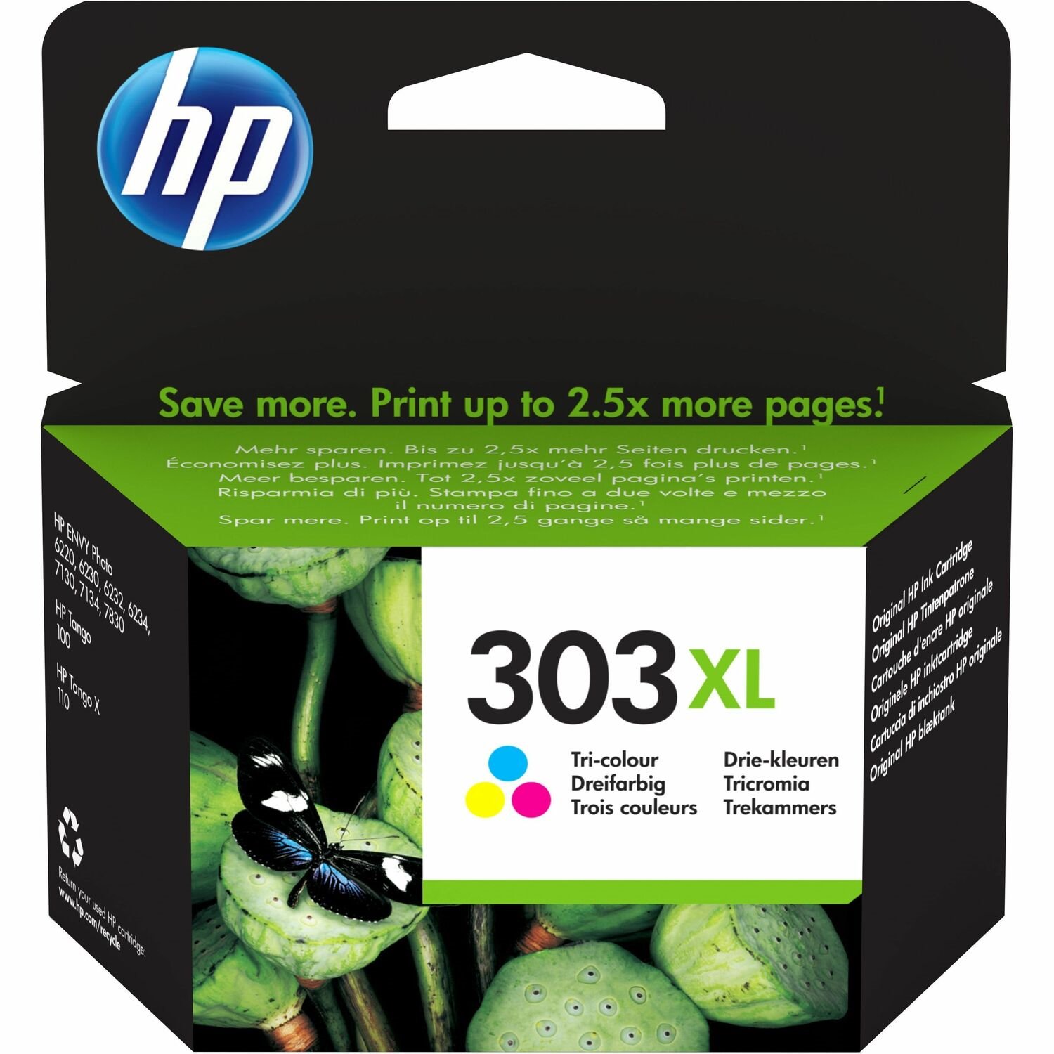 HP 303XL Original High Yield Inkjet Ink Cartridge - Cyan, Magenta, Yellow - 1 Pack