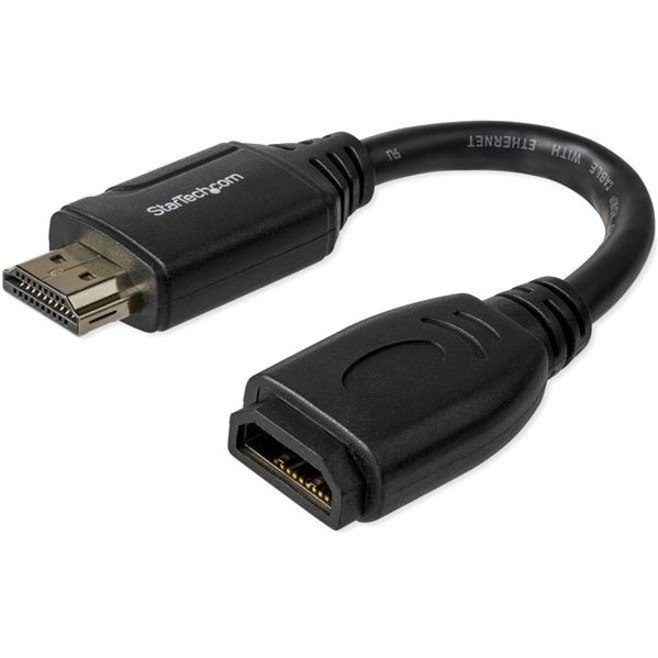 StarTech.com 6"/15cm HDMI Port Saver Cable, 4K 60Hz High Speed HDMI 2.0 Extension Cable with Ethernet, HDMI Male to Female Extension Cord