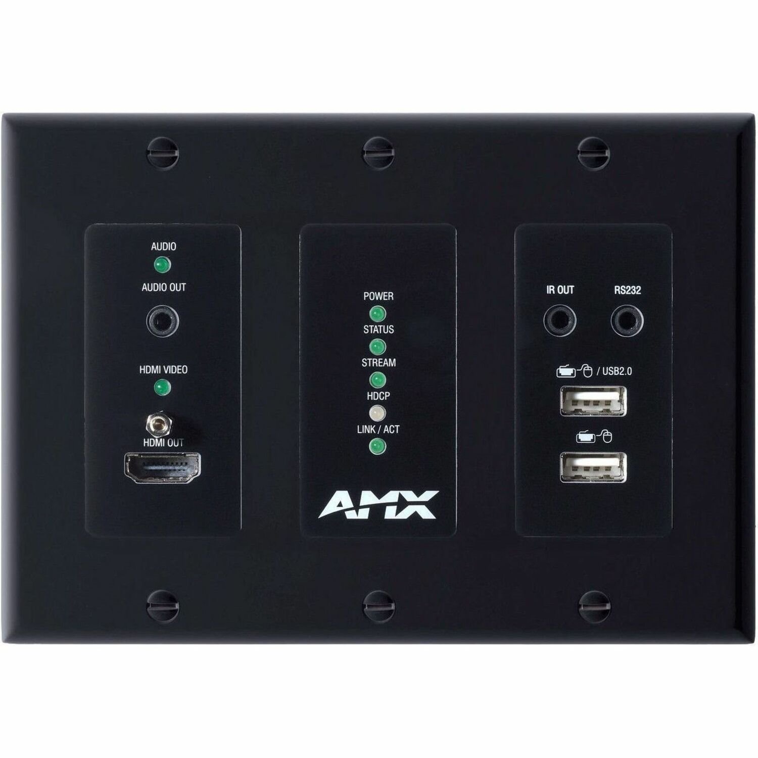 AMX 4K60 MWC/Dante AV-A Decoder Wallplate