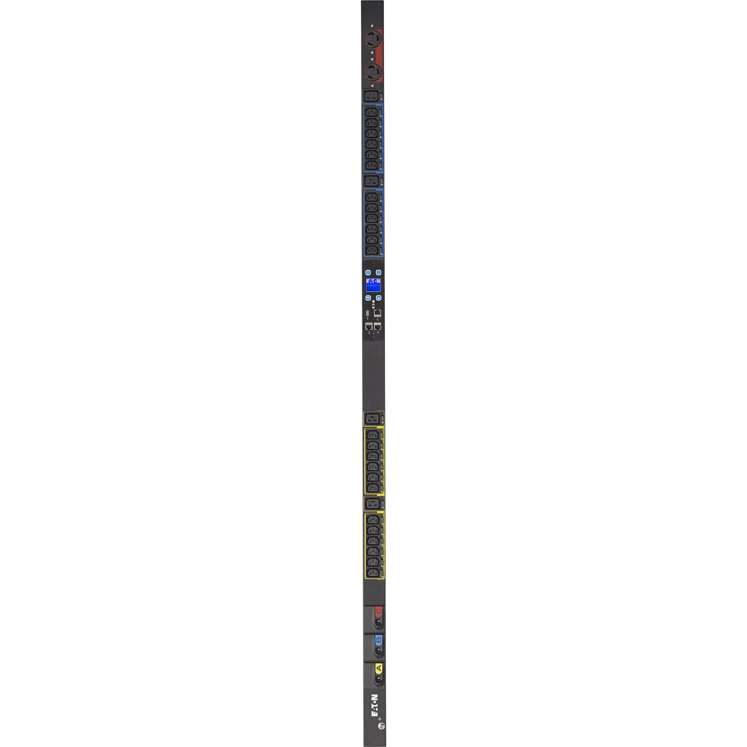 Eaton Metered Input rack PDU, 0U, CS8365 input, 14.4 kW max, 200-240V, 40A, 6 ft cord, Three-phase, Outlets: (2) L6-30R, (24) C13 Outlet grip, (4) C19 Outlet grip