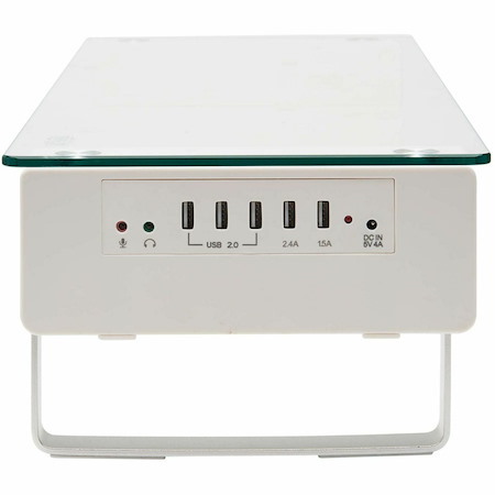 Eaton Tripp Lite Series Monitor Riser for Desk - Height Adjustable, Glass Top, USB and Audio Ports