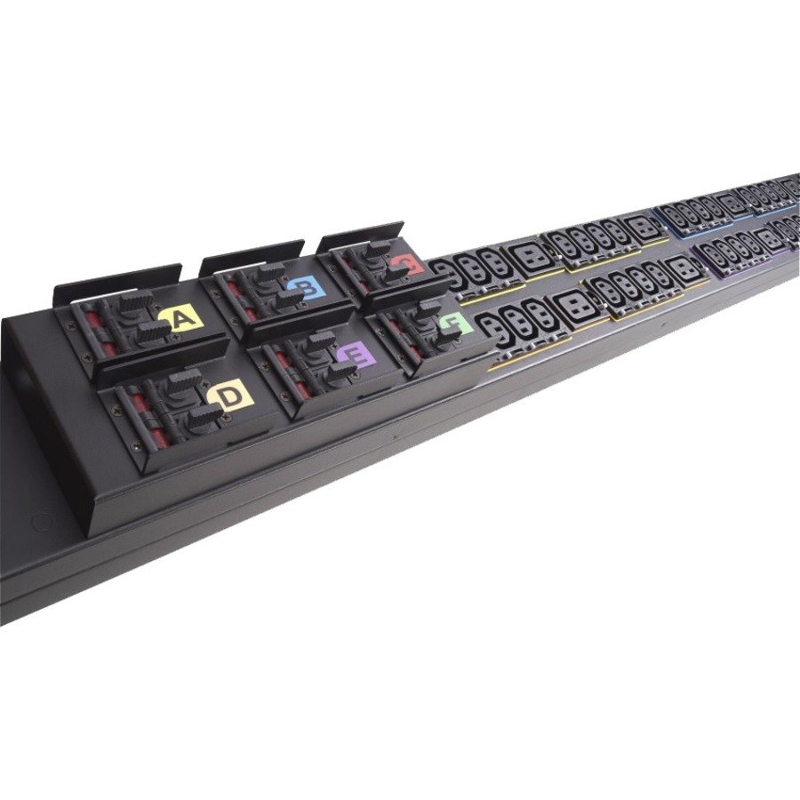 Eaton fuse disconnect rack PDU, 0U, 309-460P9 input, 17.3 kW max, 200-240V, 48A, 6 ft cord, Three-phase, Outlets: (48) C13 Outlet grip, (12) C19 Outlet grip