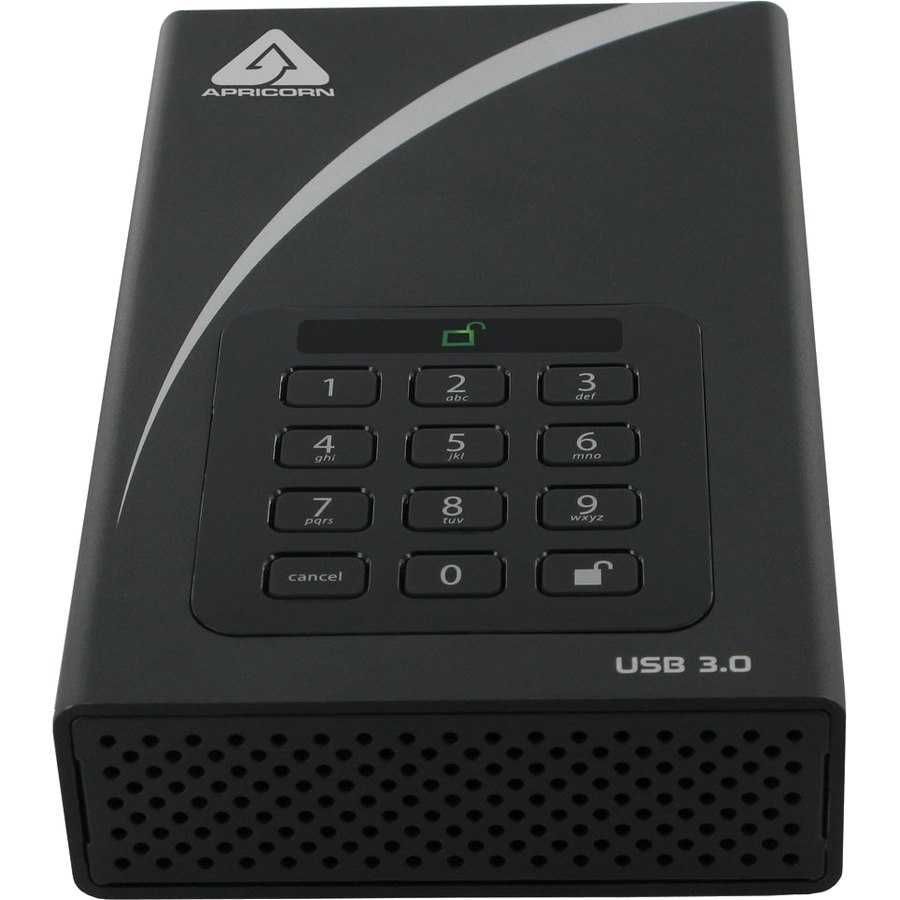 Apricorn Aegis Padlock DT ADT-3PL256-4000 4 TB Desktop Hard Drive - 3.5" External - Black