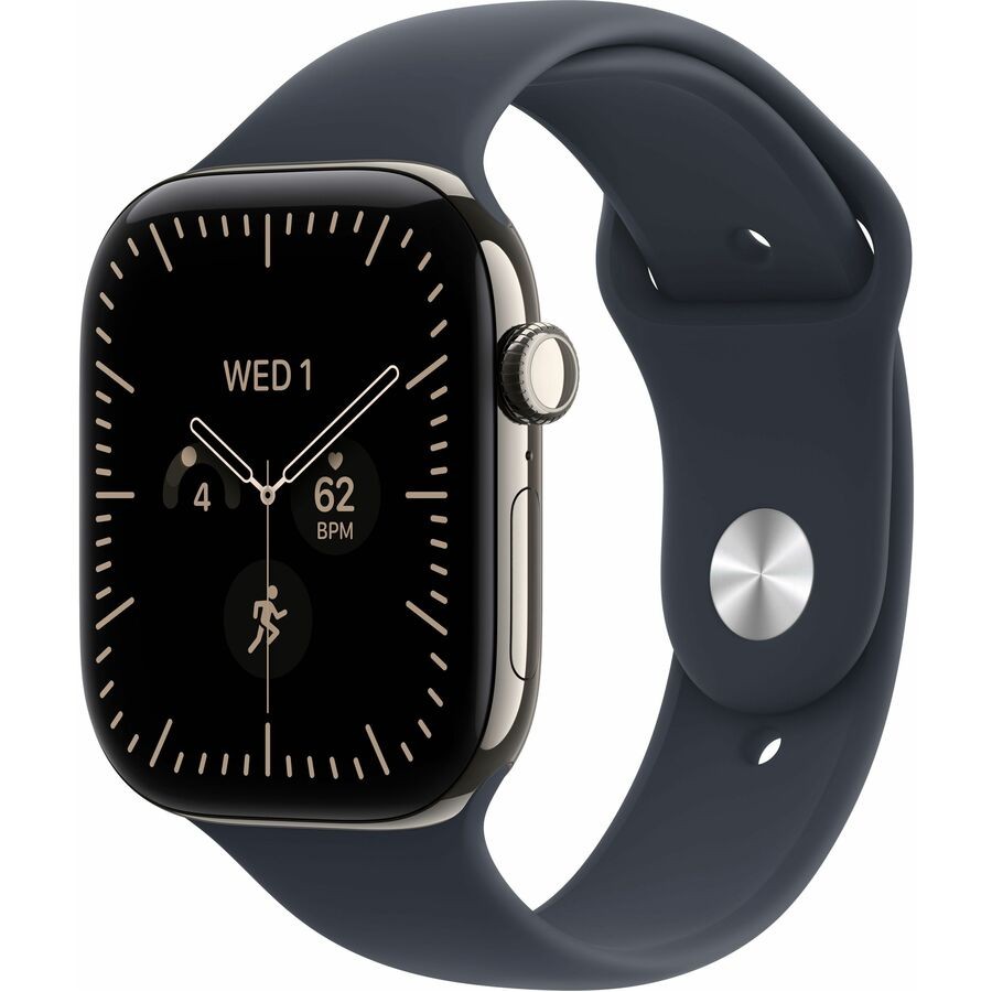 Apple Watch Series 12 Smart Watch - 46 mm Case Height - 40 mm Case Width - Natural Case Color - Navy Blue Band Color - Titanium Case Material - Wireless LAN - 5G - LTE