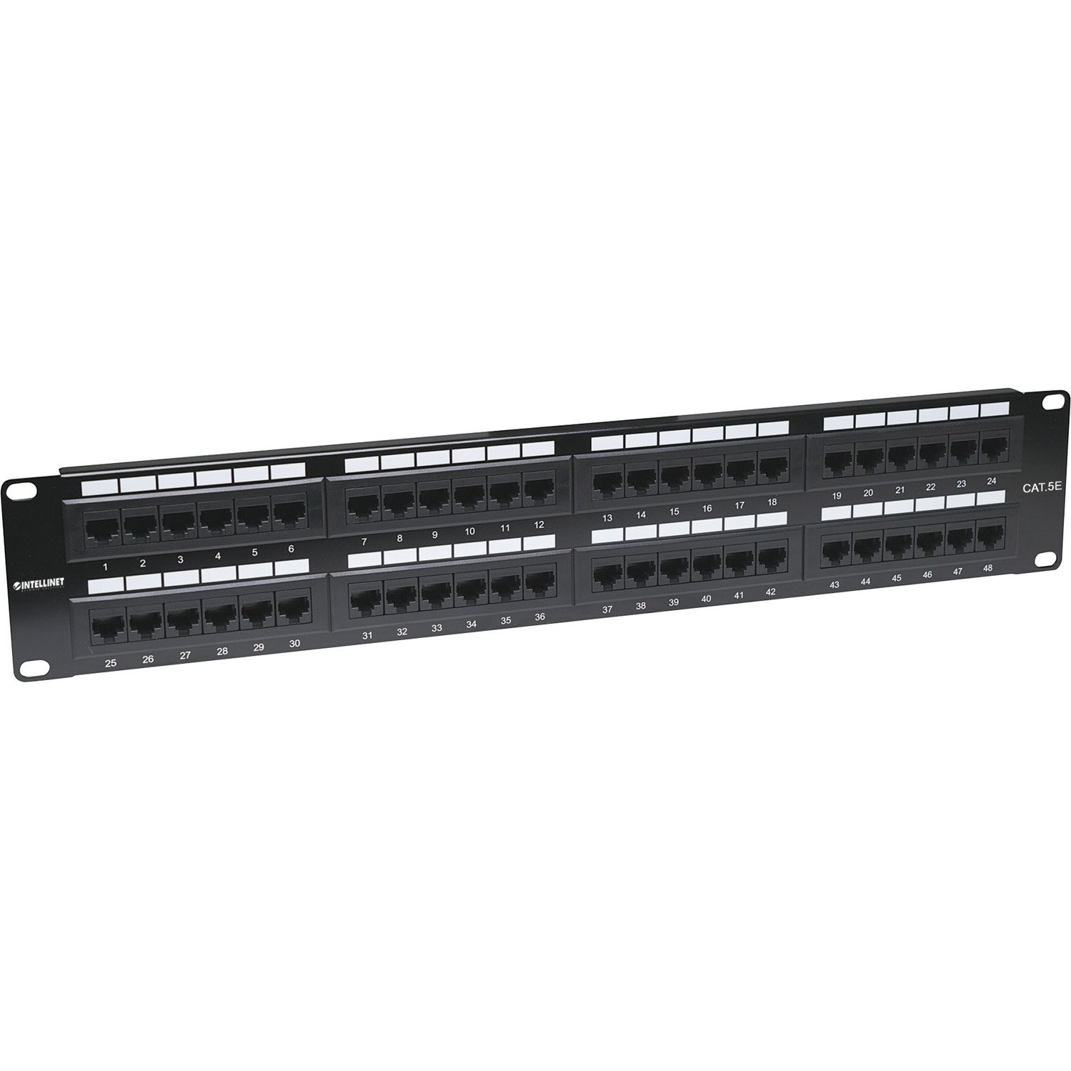 Intellinet Patch Panel, Cat5e, UTP, 48-Port, 2U, Black