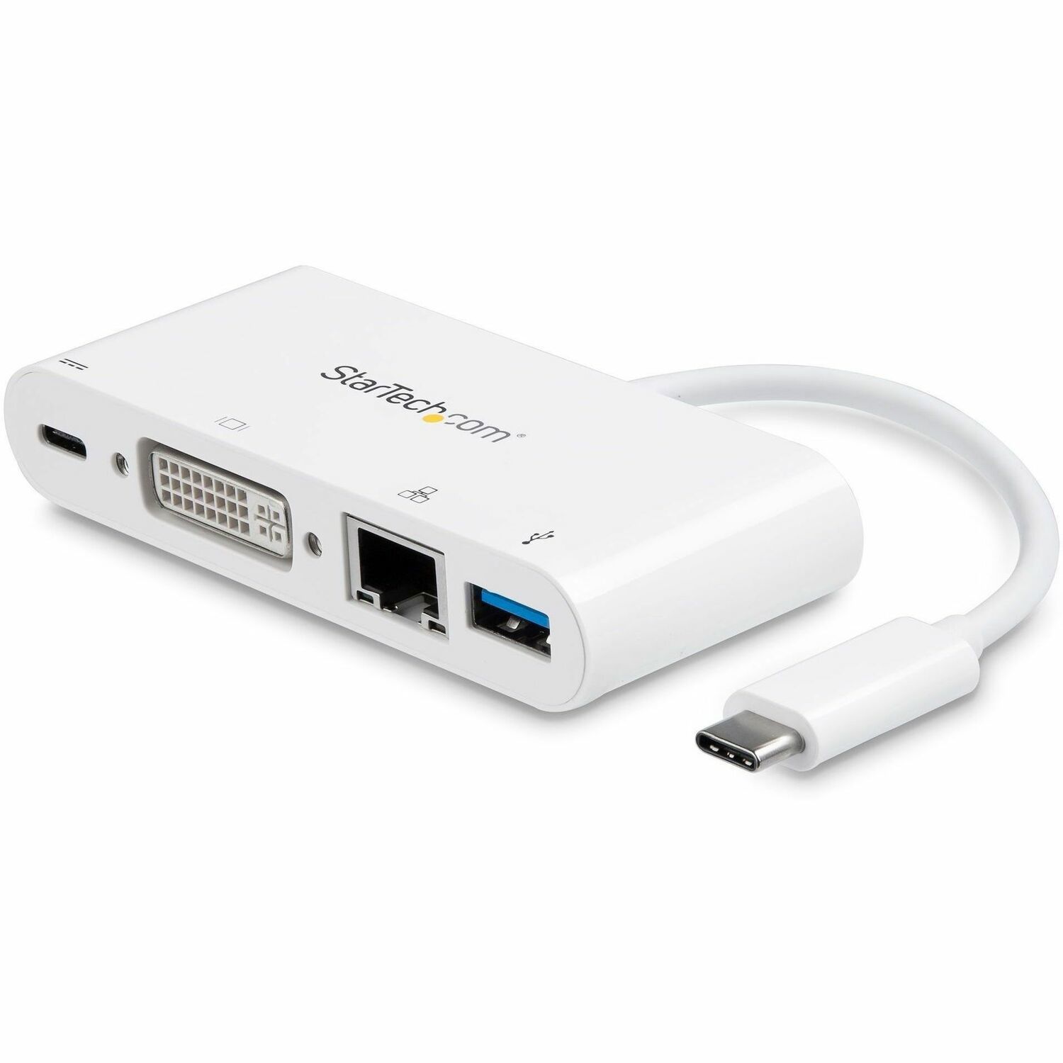 StarTech.com USB C Multiport Adapter, USB-C naar DVI-D (Digitaal) Video Adapter, 60W PD Passthrough/GbE/USB-A, USB Type-C/TB3 Mini Dock