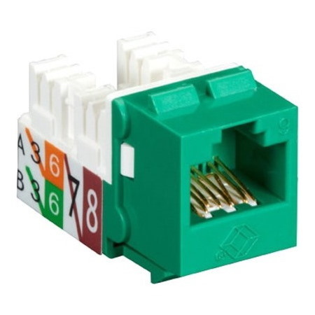 Black Box 25-PK Green Unshielded CAT6 Keystone Jack, 110 Punchdown, TAA