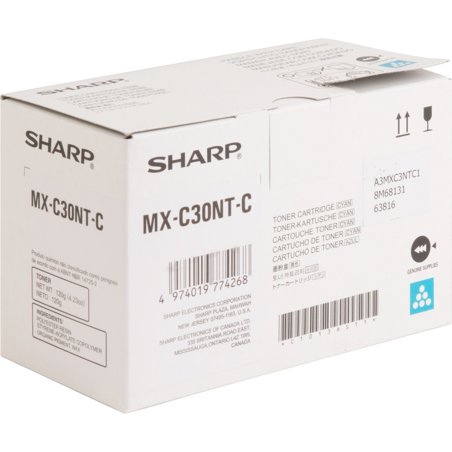 Sharp Original High Yield Laser Toner Cartridge - Cyan - 1 Each